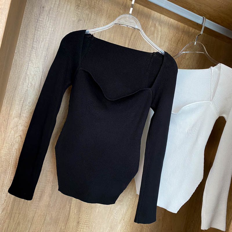 Square Collar Long Sleeve Woman Sweaters