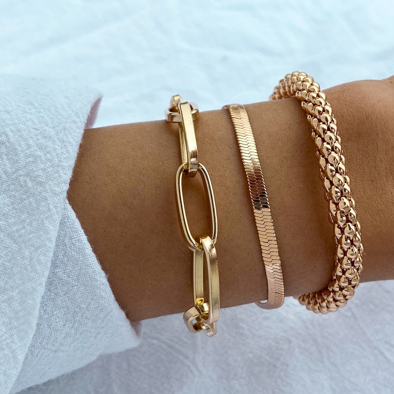 Gold Silver Color Bracelets Set