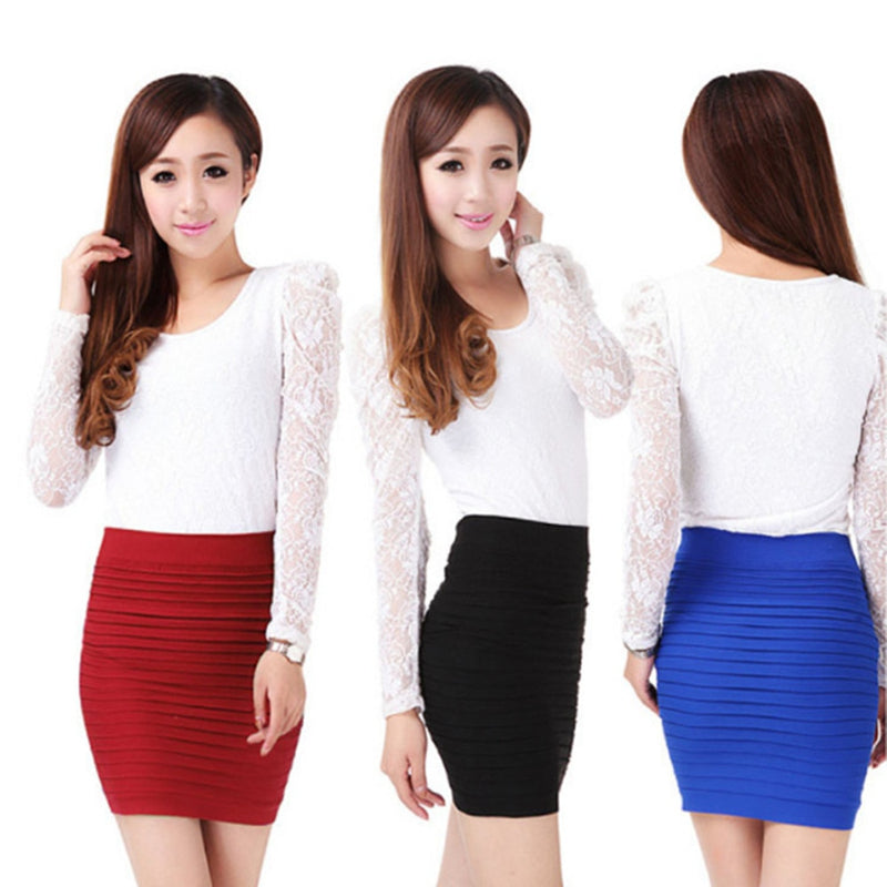 Pleated Skinny Mini Bandage Hip Skirt