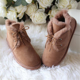 Natural Fur Snow Boots Warm Wool