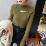 Mock Neck Women Hollow Out Sexy Sweaters