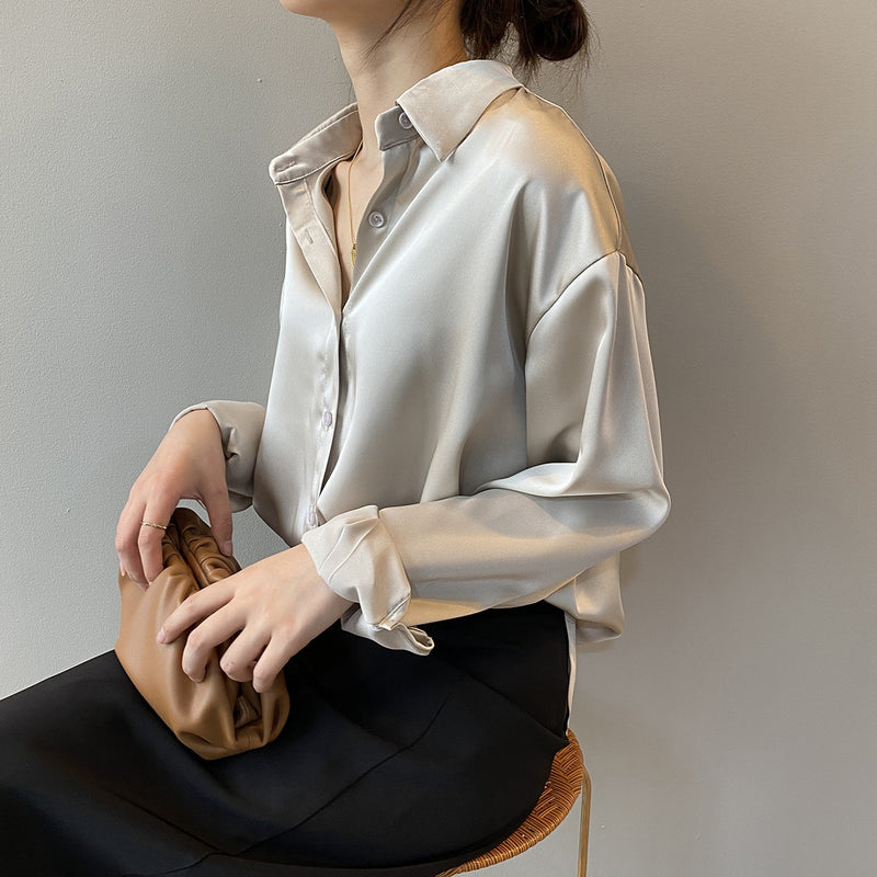 Silk Office Ladies Elegant Shirt Blouse