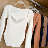 Square Collar Long Sleeve Woman Sweaters