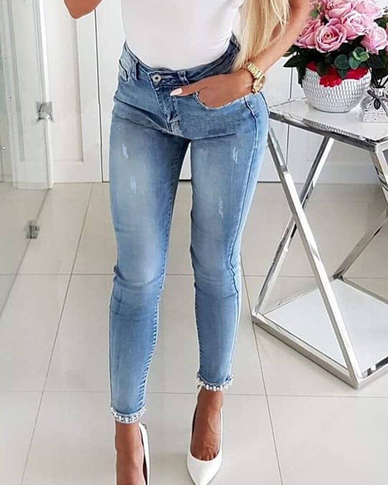 Cute Bow Fashion Skinny Denim Pants