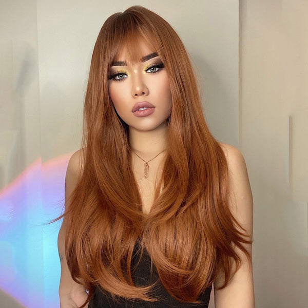 Red Brown Copper Ginger Long Wigs