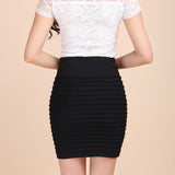 Pleated Skinny Mini Bandage Hip Skirt