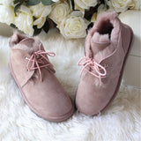 Natural Fur Snow Boots Warm Wool