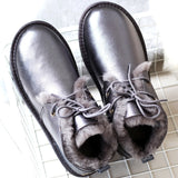 Natural Fur Snow Boots Warm Wool