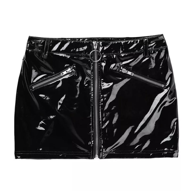 Glossy Shaping Latex Waist Mini Skirt