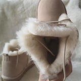 Natural Fur Snow Boots Warm Wool