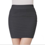 Pleated Skinny Mini Bandage Hip Skirt