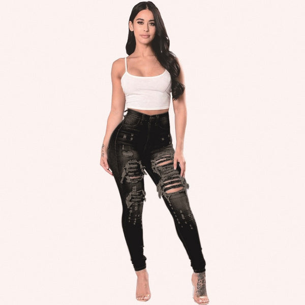 Ripped  Women's High Waist Skinny Jeans