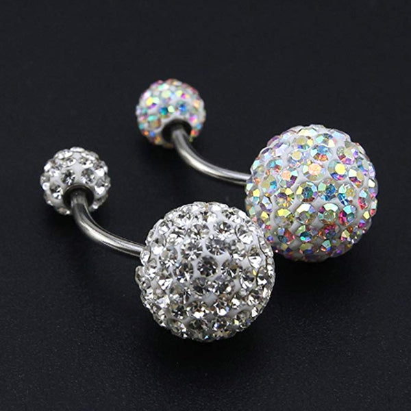 Crystal Balls Belly Button Ring