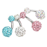 Crystal Balls Belly Button Ring