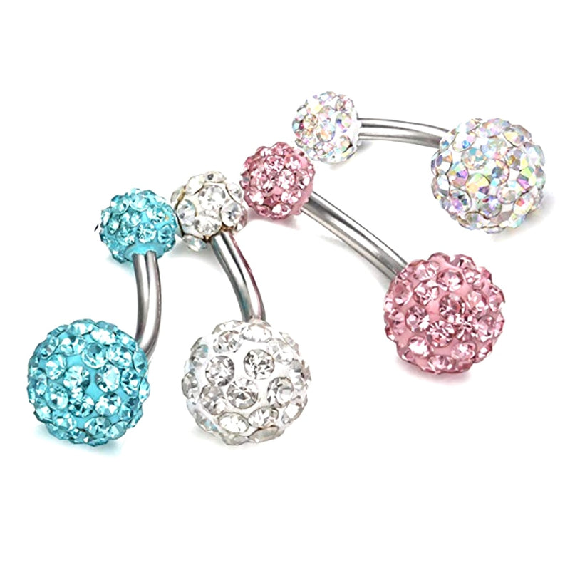 Crystal Balls Belly Button Ring