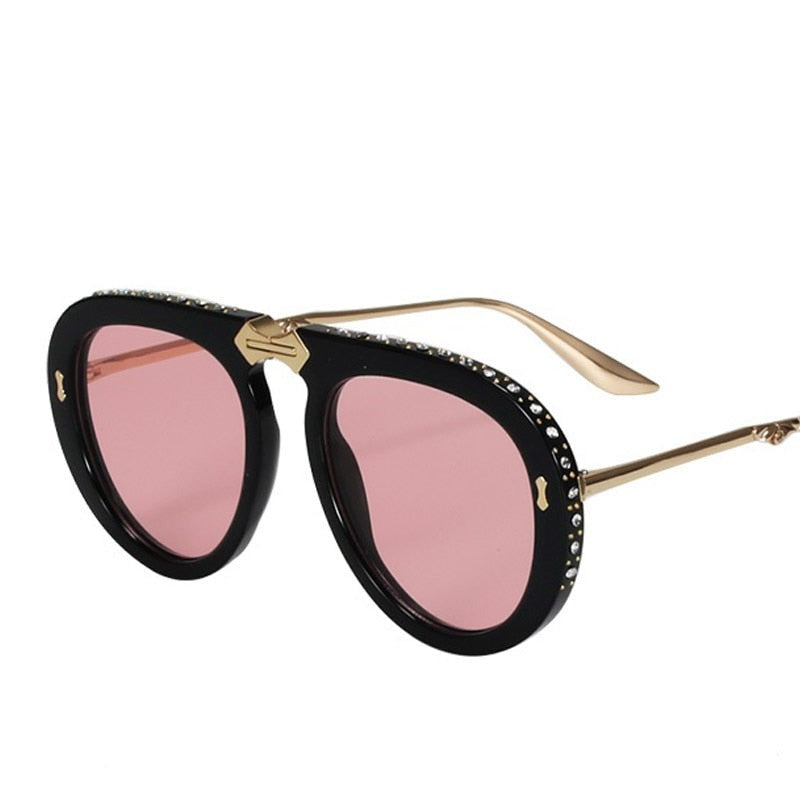 Folding Metal Diamond Sunglasses