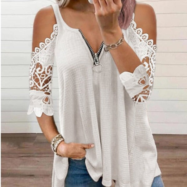 Summer Ladies Lace Off Shoulder Blouse