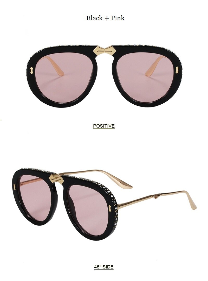 Folding Metal Diamond Sunglasses