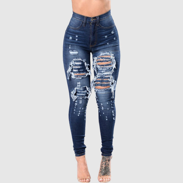 Ripped  Women's High Waist Skinny Jeans