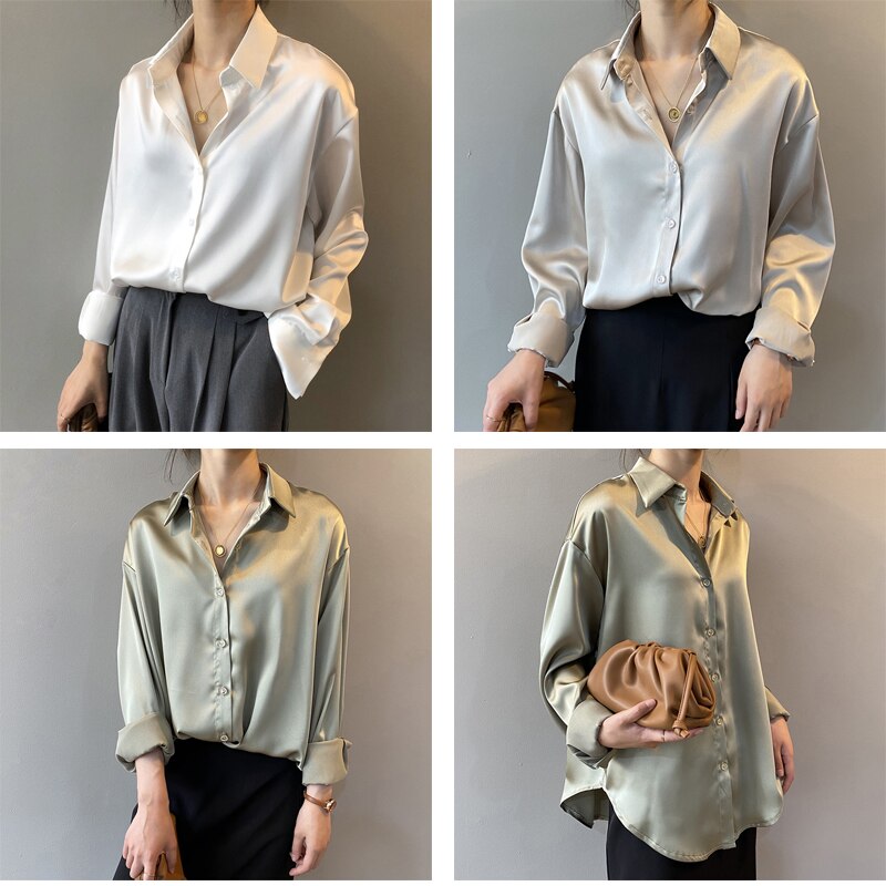 Silk Office Ladies Elegant Shirt Blouse