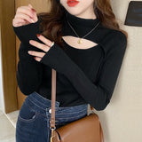 Mock Neck Women Hollow Out Sexy Sweaters