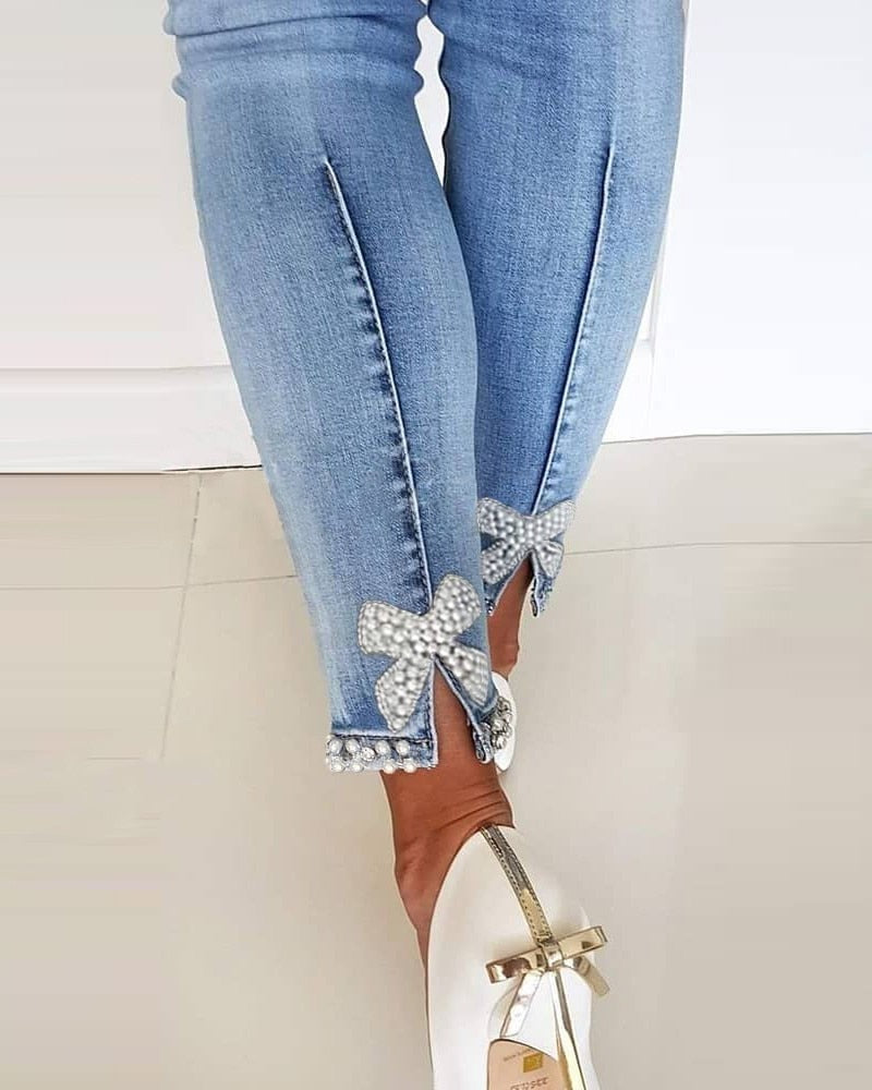 Cute Bow Fashion Skinny Denim Pants