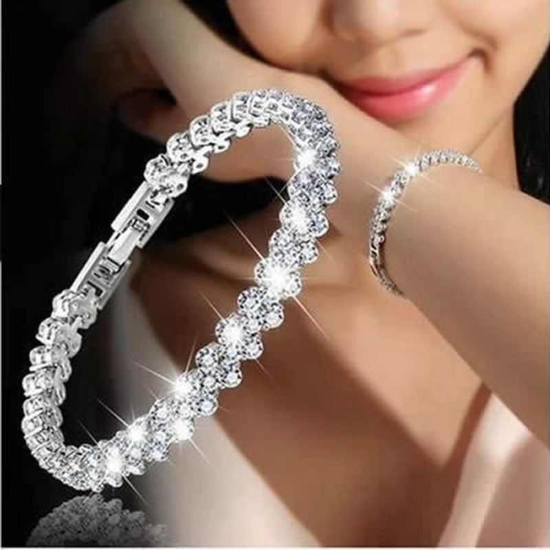 Heart Chain Bracelets Rhinestone Bangle