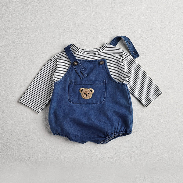 Girls Striped Tee and Denim Bodysuits