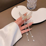 Female Butterfly Pearl Tassel Hair Claw