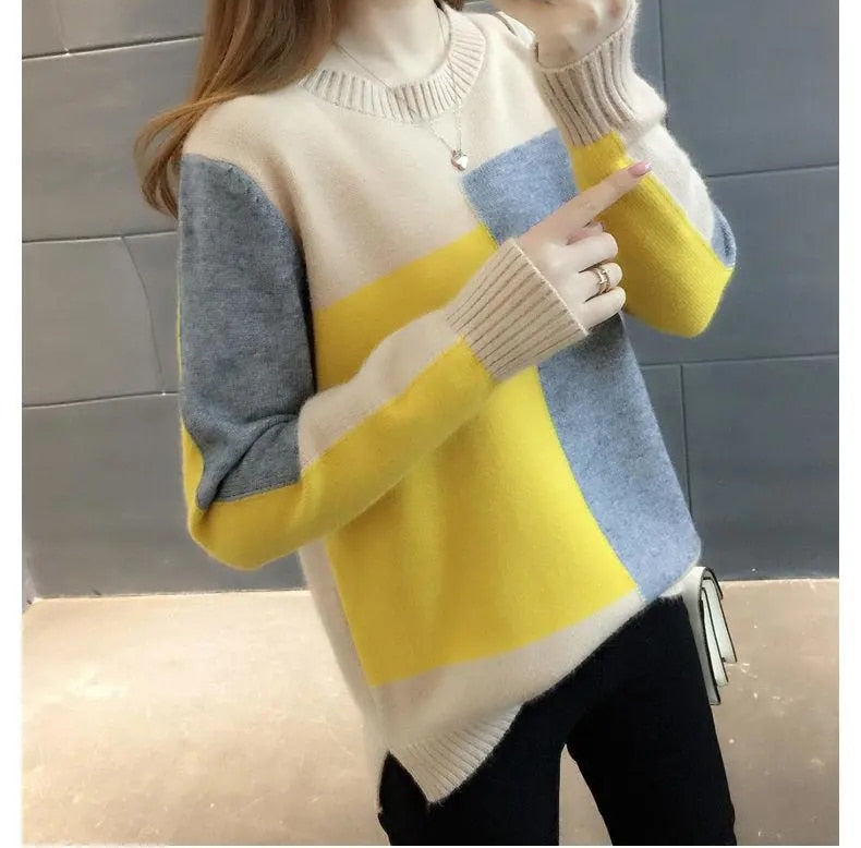 Patchwork Knitted Warm Sweater