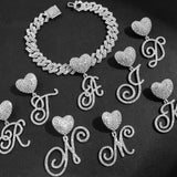 Letter Initial Heart Cuban Anklets