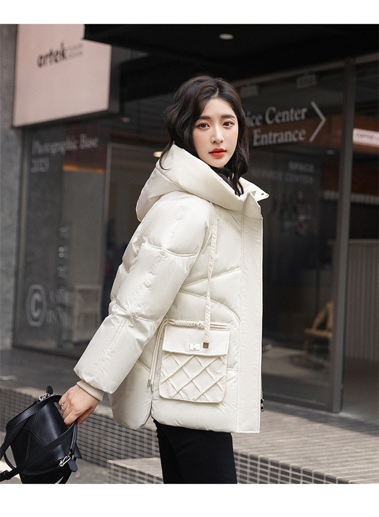 Loose Hooded Cotton Coat