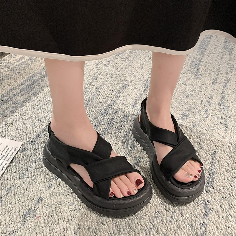 Buckle Open Toe Rubber Sole Sandals