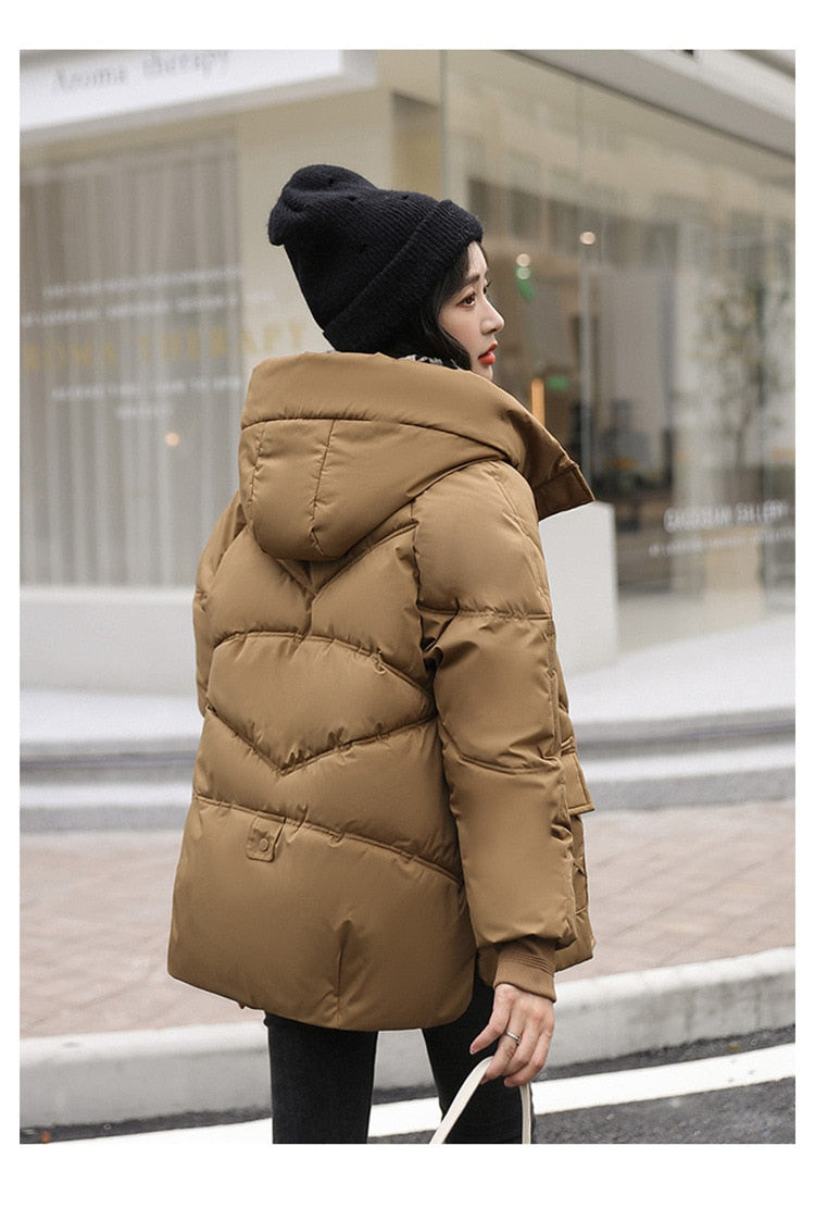 Loose Hooded Cotton Coat