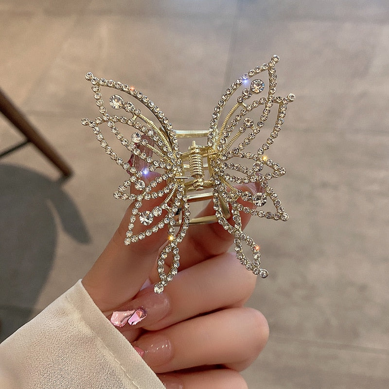 Female Butterfly Pearl Tassel Hair Claw