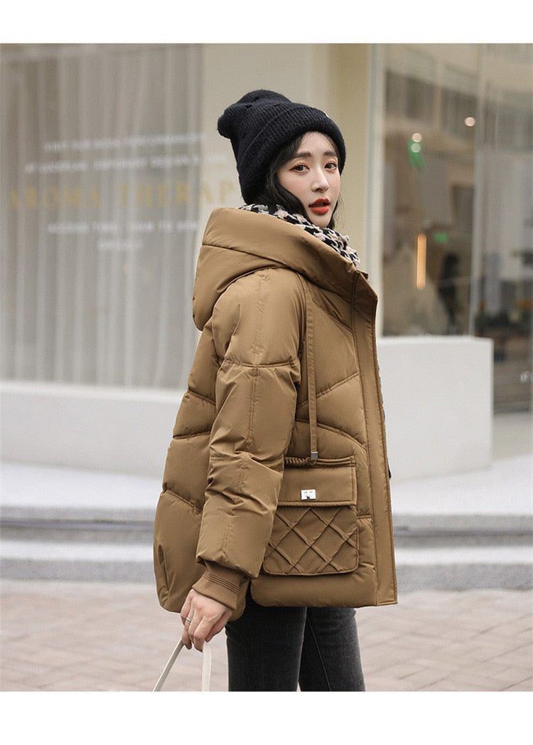 Loose Hooded Cotton Coat