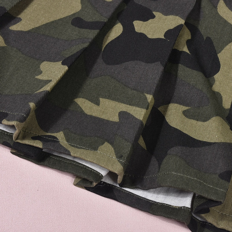 Camouflage Olive Green Mini Skirts