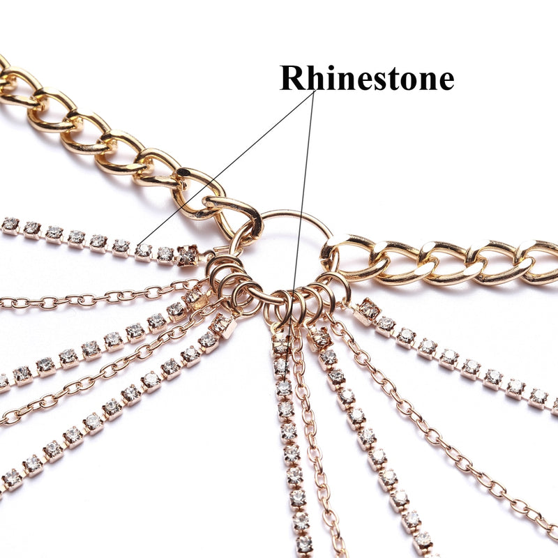 Layered Rhinestone  Belly Body Chain