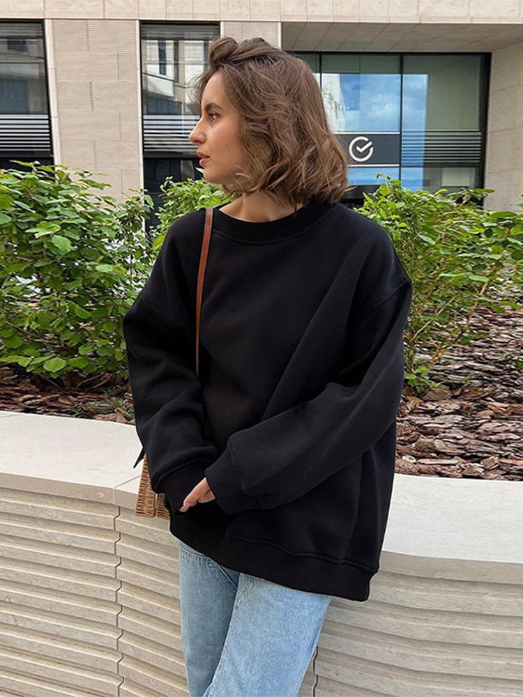 Fashion Solid Y2K Oversize Sweatshirt