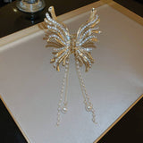 Female Butterfly Pearl Tassel Hair Claw