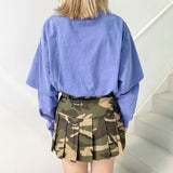 Camouflage Olive Green Mini Skirts