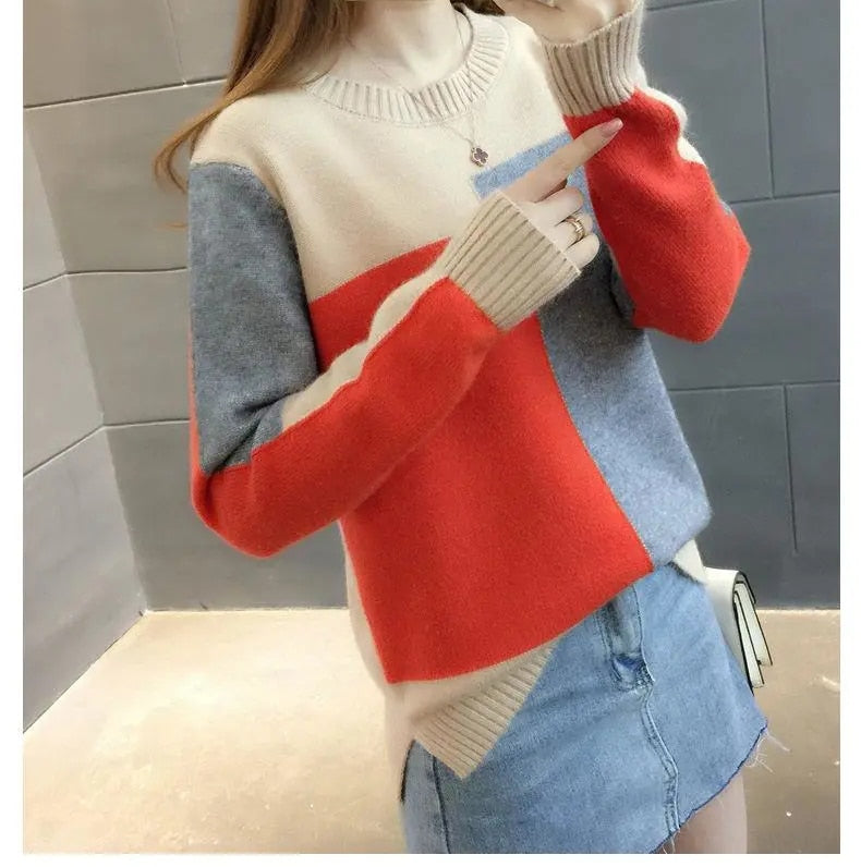 Patchwork Knitted Warm Sweater