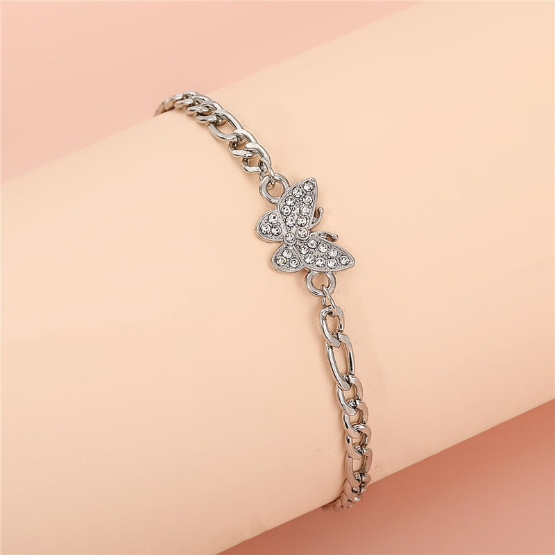 Butterfly Anklet Rhinestone Chain