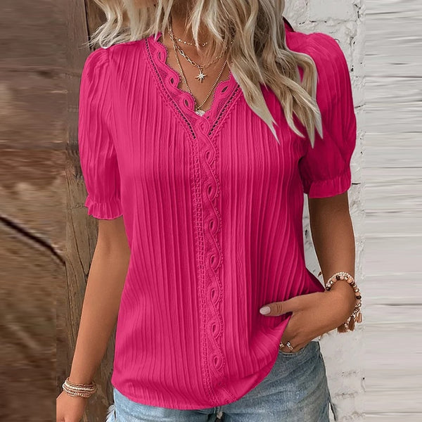 Women Summer Solid Color Blouse