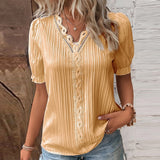 Women Summer Solid Color Blouse