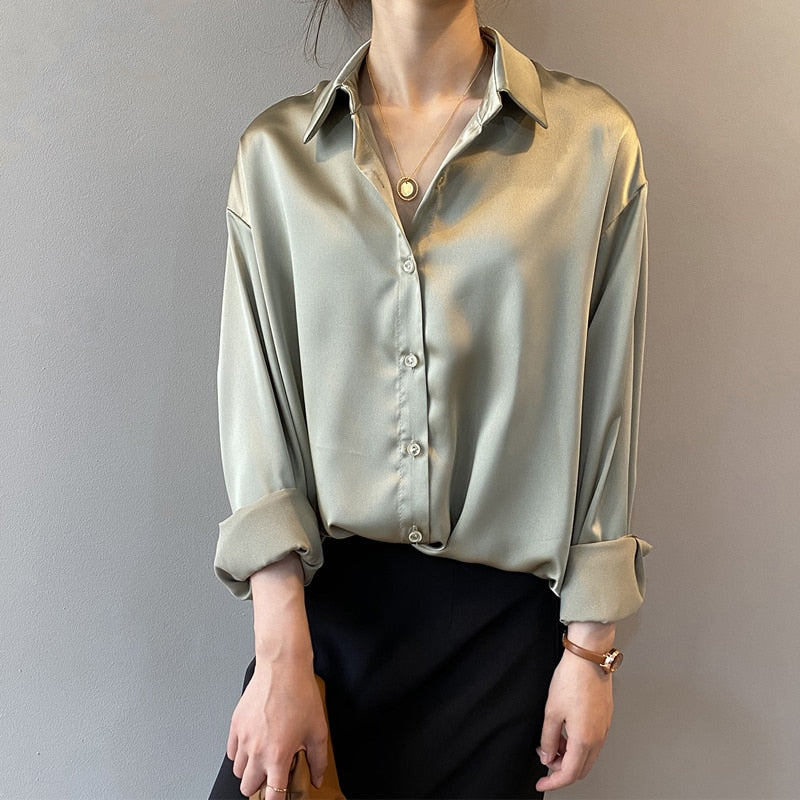 Silk Office Ladies Elegant Shirt Blouse