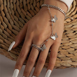 Punk Metal Finger Ring Link Bracelet