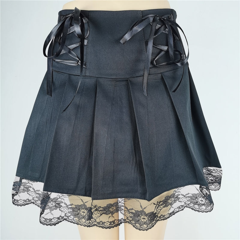 Punk Gothic Black High Waist Black Skirts