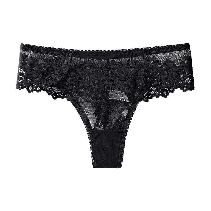 Sexy Black Lace Panties Women Low-waist Underwear