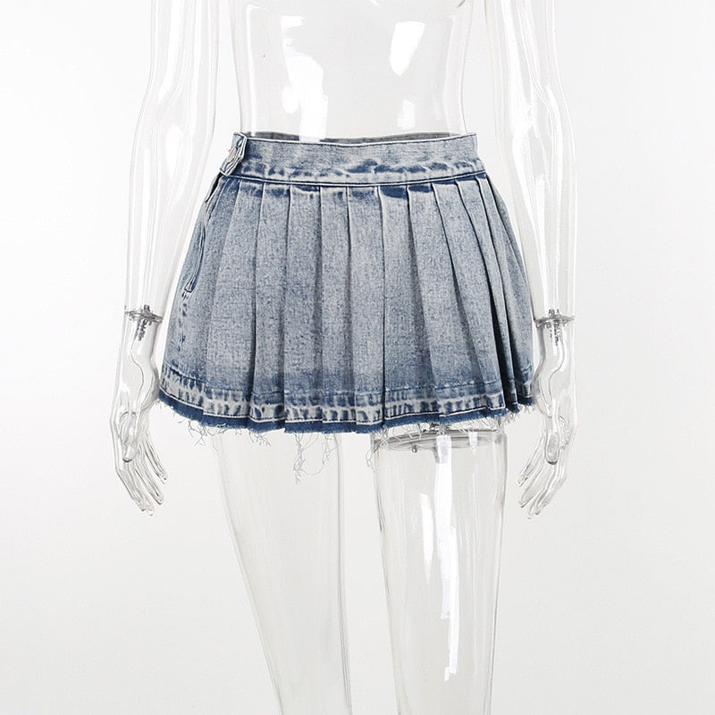 Pleated Fold Mini Skirt